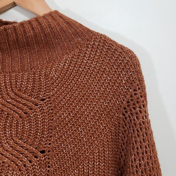 Maurices oversized open knit long sleeve mock turtleneck sweater woman's size L - Picture 2 of 9